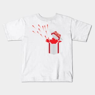 Canada Red and White party - Maple leaf, Balloons and fireworks Kids T-Shirt